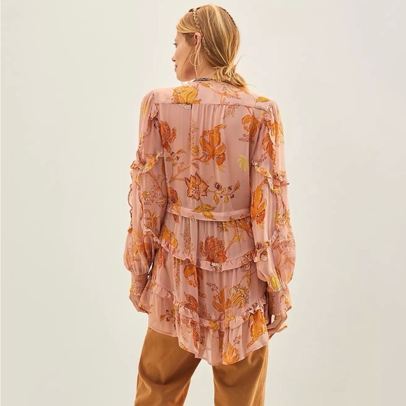 Anthropologie Sheer Ruffled Tunic Blouse Size Small - Picture 9 of 9